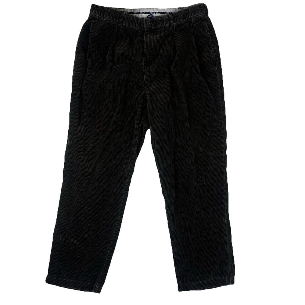 Ralph Lauren Polo Golf Brown Corduroy High Rise Pleated Wide Leg Trousers-38x30